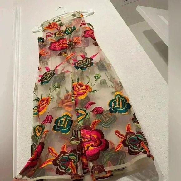 Alexia Admor Palmer Sheath Floral Embroidered Transparent Dress Size Medium - Picture 5 of 7